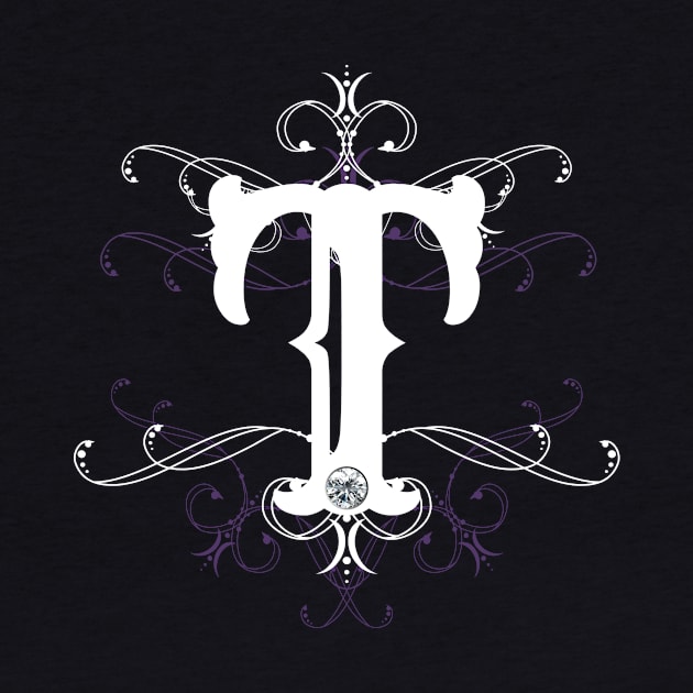 Monogram T Letter T Gothic Style Goth Ornament by xsylx